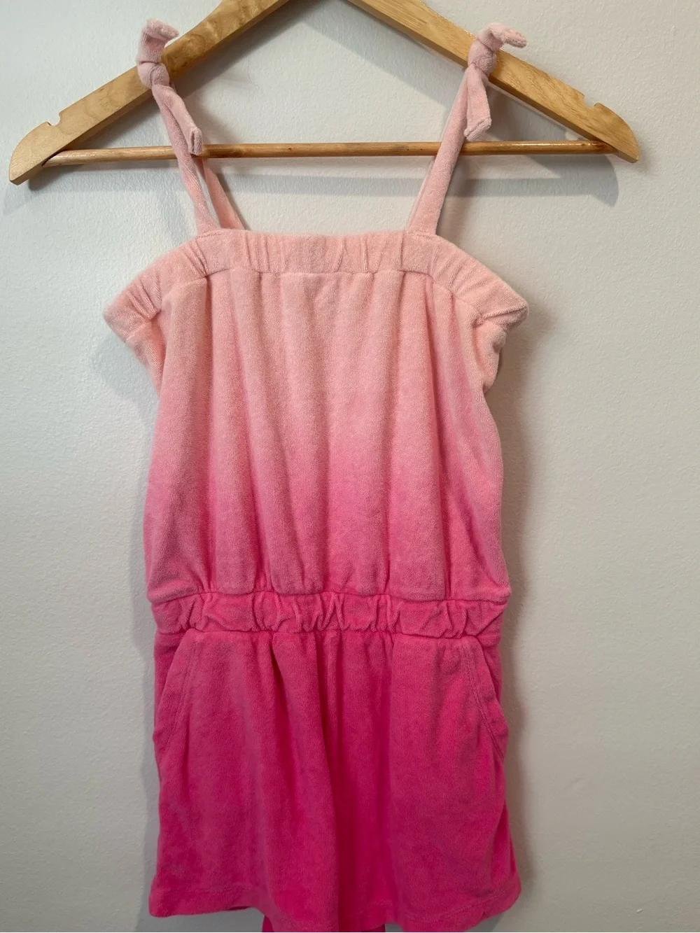 Gap Kids Pink Baby Pink Ombre Terry Cloth Cover Up Romper Pockets Size Medium
